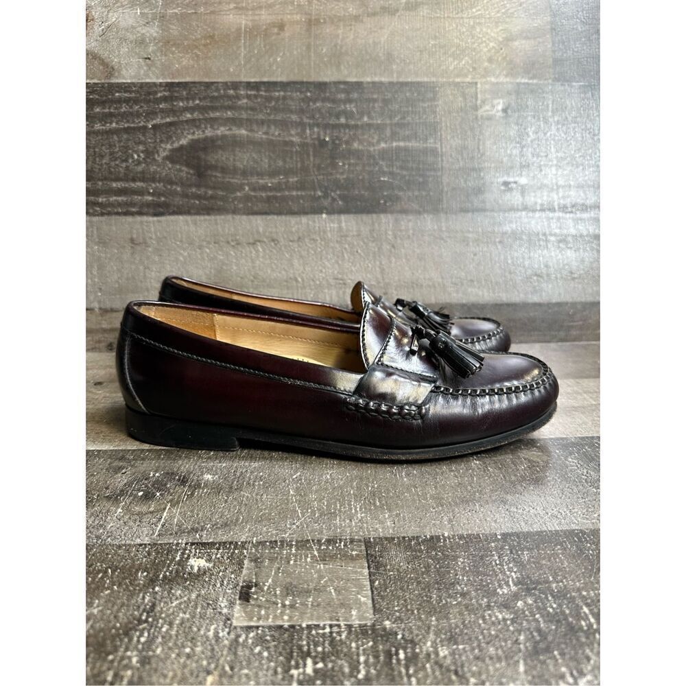Cole Haan Menโs 10.5 Pinch Tassel Loafers Brown Dress ShoesโHand Sewn Leather